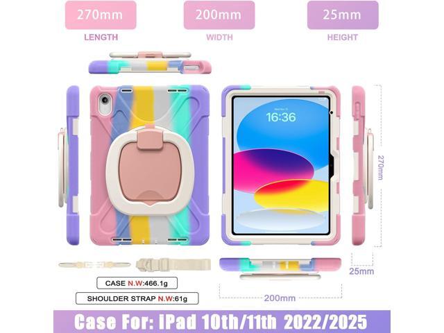 Case for iPad 11th Generation 11' (A16) 2025,iPad 10th Generation 10.9' 2022,Shockproof Cover for Kids with Screen Protector,Rotating Stand,Pencil...