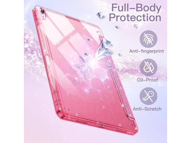 JETech Glitter Case for iPad Air 13-Inch M3/M2 (2025/2024) with Pencil Holder, Cute Sparkly Slim Cover for Kids and Girls, Shiny Clear Back Shell...