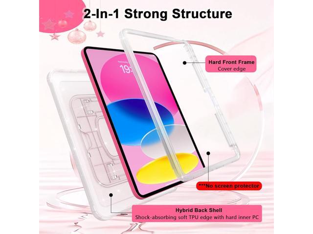 CCMAO Case for iPad A16 11th Generation, iPad Case 10th Generation, Sparkly Glitter Transparent Back, Larger Kickstand, Pencil Holder, Drop-Proof...