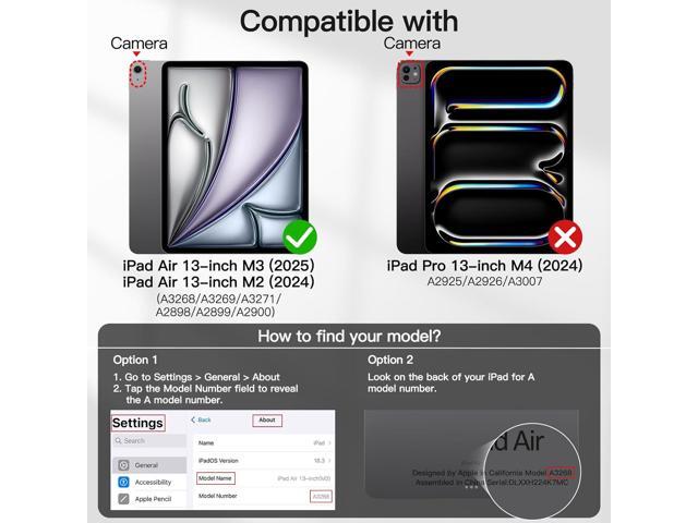 JETech Rotating Case for iPad Air 13-Inch M3/M2 (2025/2024) with Pencil Holder, 360 Degree Rotation PU Leather Folio Protective Cover (Black)