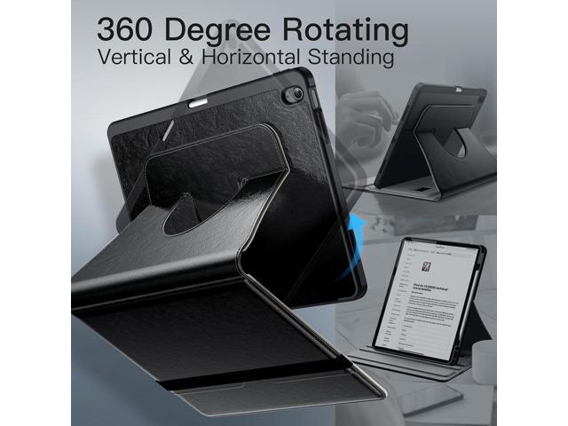 JETech Rotating Case for iPad Air 13-Inch M3/M2 (2025/2024) with Pencil Holder, 360 Degree Rotation PU Leather Folio Protective Cover (Black)