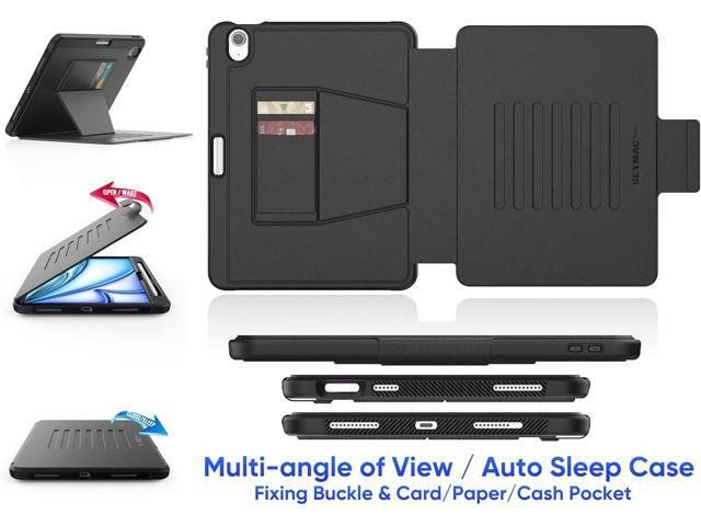 SEYMAC stock Case for iPad Air 11 inch (M2) 2024/ Air 6th Generation, Auto Sleep/Wake Case with Magnetic Multi-Angles Stand, Card Slot, Black