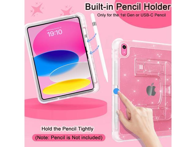 CCMAO Case for iPad A16 11th Generation, iPad Case 10th Generation, Sparkly Glitter Transparent Back, Larger Kickstand, Pencil Holder, Drop-Proof...