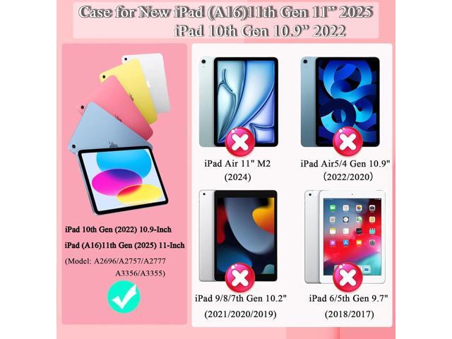 Case for iPad (A16) 11th Generation 11 Inch 2025, iPad 10th Generation 10.9 Inch 2022, Glitter Leather & Shiny Clear TPU Back Cover with Pencil...