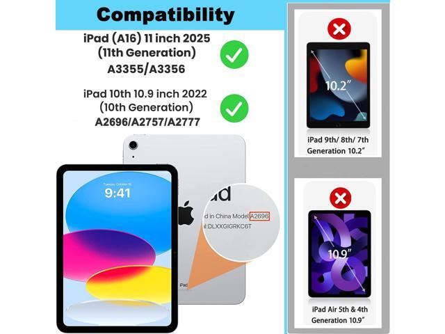 for iPad (A16) 11th/10th Generation Case 2025/2022 (11/10.9),Heavy Sturdy Shockproof Kids Case with Screen Protector,Rotating Stand/Pencil...