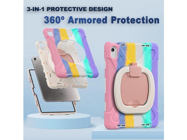 for iPad (A16) 11th/10th Generation Case 2025/2022 (11/10.9),Heavy Sturdy Shockproof Kids Case with Screen Protector,Rotating Stand/Pencil...