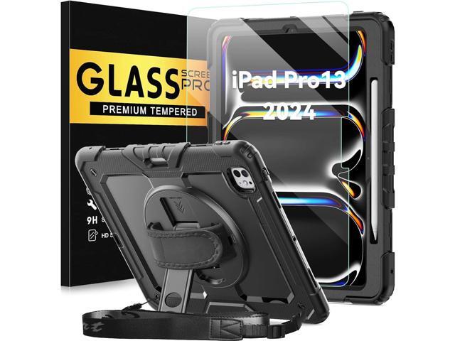 BLOSOMEET Case for iPad Pro 13 Inch 2024 M4 with Tempered Glass Screen Protector & Pencil Holder, Heavy Duty iPad Cover for Pro 13 Inch with Stand...