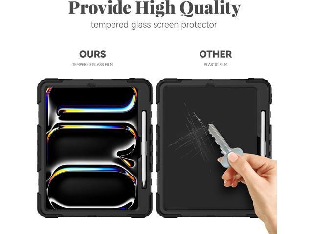 BLOSOMEET Case for iPad Pro 13 Inch 2024 M4 with Tempered Glass Screen Protector & Pencil Holder, Heavy Duty iPad Cover for Pro 13 Inch with Stand...