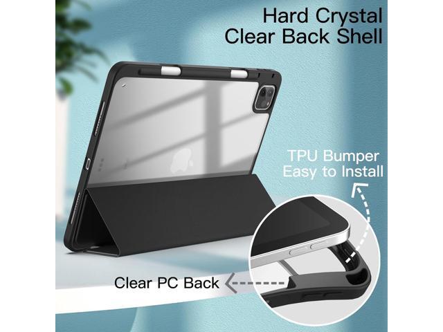 JETech Case for iPad Pro 11 Inch 2022/2021/2020/2018 (4th/3rd/2nd/1st gen) with Pencil Holder, Clear Transparent Back Shell Slim Stand Shockproof...