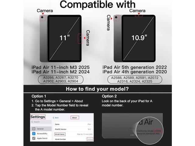 JETech Case for iPad Air 11-Inch M3/M2 (2025/2024), iPad Air 5/4 (2022/2020 5th/4th 10.9-Inch) with Pencil Holder, Slim Folio Stand Protective...