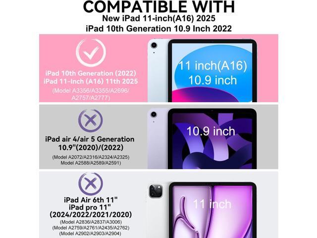for iPad A16 11th Generation 2025 / 10th Gen Case 2022, for 11 Inch / 10.9 Inch iPad Case Heavy Duty Cover Shockproof with Pencil Holder [360°...