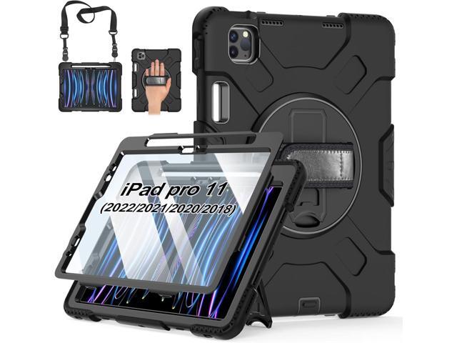 Case for iPad Pro 11 Inch (2022/2021/ 2020/2018): Silicone Cover for iPad 11 (4th/ 3rd/ 2nd/ 1st) Generation with Screen Protector- Stand- Handle-...