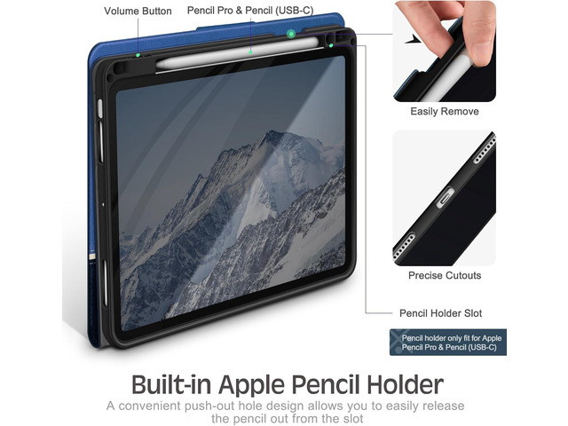 KingBlanc Case for iPad Air 13 inch (M3 2025/M2 2024) with Pencil Holder, Vegan Leather Protective Stand Cover, Auto Wake/Sleep, Multi-Angles for...