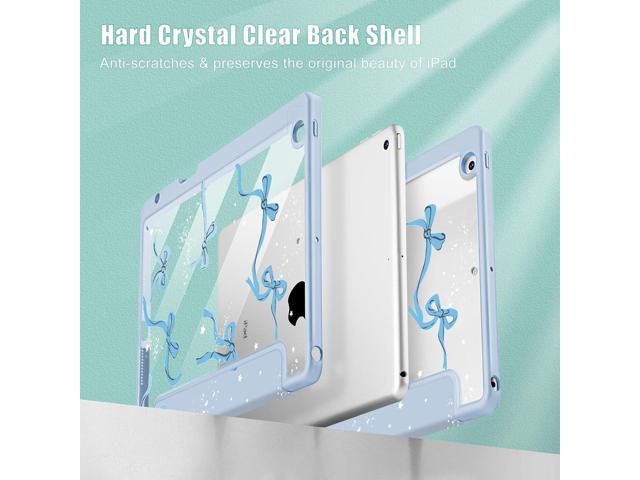 Tuiklol for iPad 10.2 case 2021 Gen 9th Release Built in Pencil Holder - Trifold Stand-Auto Wake/Sleep TPU Protection Stand Clear Back Cover for...