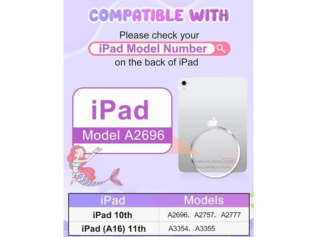 Boaretiu for iPad A16 Case/10th Generation Case - Girls Teens Cute Cartoon Purple Mermaids 10.9 Inch 2022 Tablet Cover with Strap & Rotating Stand...