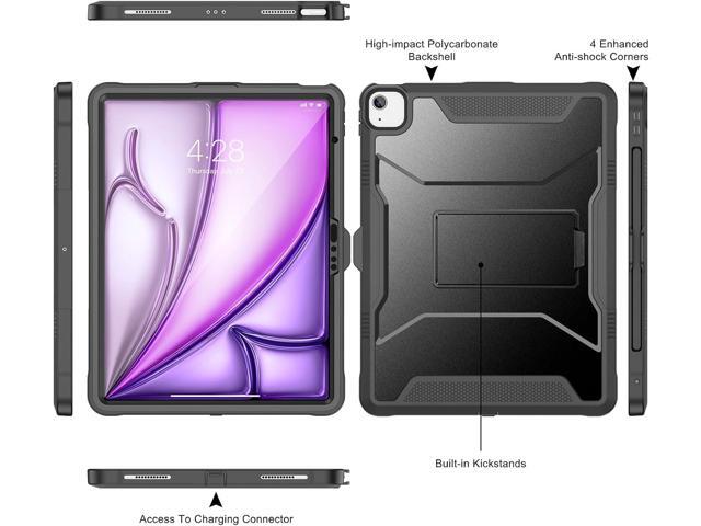 Soke Case for iPad Air 13-Inch M3 2025 & M2 2024,with Built-in Screen Protector and Kickstand, Rugged Full-Body Heavy Duty Protective Cover for...