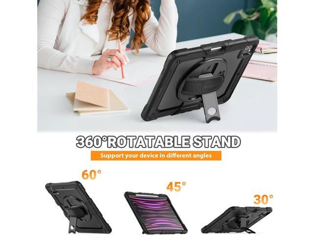 SEYMAC for iPad Pro 12.9 Case 2022/2021/ 2020/2018, Heavy Duty Protection Shockproof Case with Screen Protector, 360° Rotating...