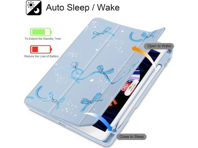 Tuiklol for iPad 10.2 case 2021 Gen 9th Release Built in Pencil Holder - Trifold Stand-Auto Wake/Sleep TPU Protection Stand Clear Back Cover for...