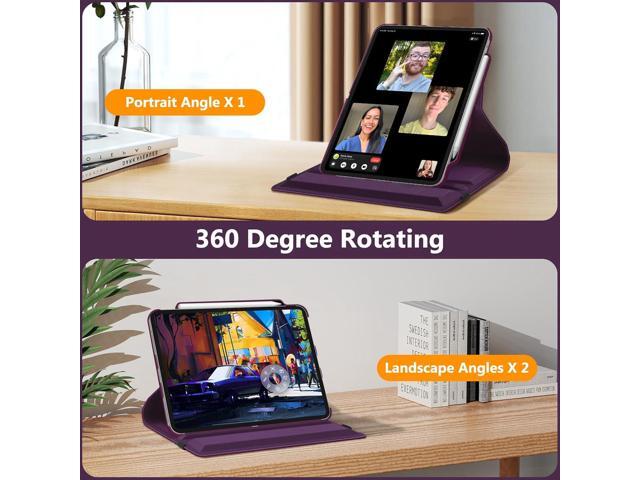 Fintie Rotating Case for iPad Pro 13-inch (M4) 2024 with Pencil Holder - 360 Degree Swiveling Protective Stand Cover with Auto Wake/Sleep, Purple
