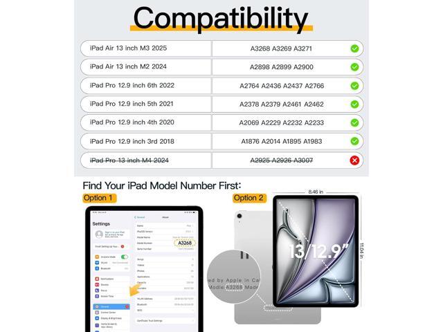 BRAECN for iPad Air 13 Inch Case M3 2025/ M2 2024, iPad Pro 12.9 (6th/5th/4th/3rd Gen), Heavy Duty Shockproof Cover w/Pencil Holder, Rotating...