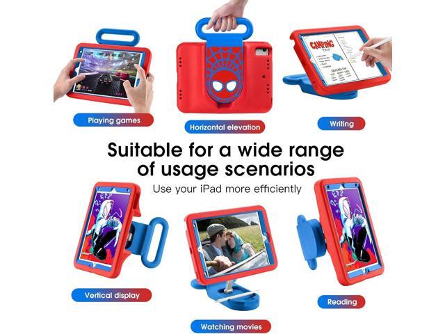 Kids Case for iPad 7th/8th/9th Gen,iPad 10.2 inch 2021/2020/2019 Case with Adjustable Portrait Landscape Stand Handle,Heavy Duty Protective Kids...