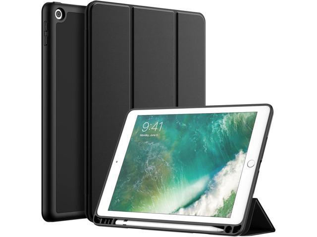 JETech Case for iPad 9.7-Inch (6th/5th Generation, 2018/2017) with Pencil Holder, Slim Tablet Cover with Soft TPU Back, Auto Wake/Sleep (Black)
