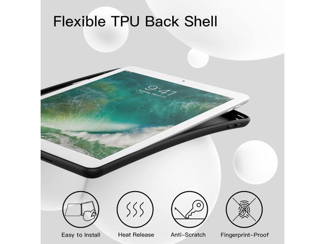 JETech Case for iPad 9.7-Inch (6th/5th Generation, 2018/2017) with Pencil Holder, Slim Tablet Cover with Soft TPU Back, Auto Wake/Sleep (Black)