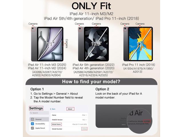 JETech Magnetic Case for iPad Air 11-Inch M3/M2 (2025/2024), iPad Air 5/4 (2022/2020 5th/4th 10.9-Inch), iPad Pro 11 (2018), Magnetic Attachment,...