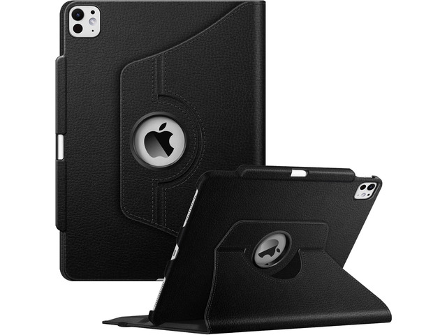 Fintie Rotating Case for iPad Pro 13-inch (M4) 2024 with Pencil Holder - 360 Degree Swiveling Protective Stand Cover with Auto Wake/Sleep, Black