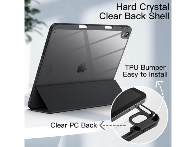 JETech Case for iPad Air 13-Inch M3/M2 (2025/2024) with Pencil Holder, Clear Transparent Back Shell Slim Stand Shockproof Tablet Cover, Auto...