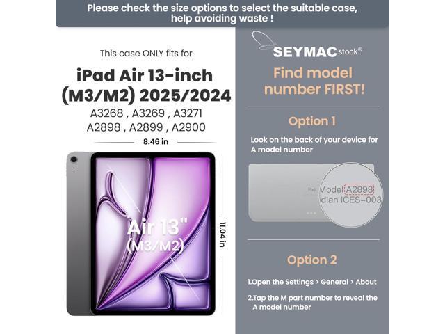 SEYMAC stock for iPad Air 13 inch Protective Case M3 2025/ M2 2024, Heavy Duty Case with Screen Protector, Pencil Holder, Rotating Stand, Hand...