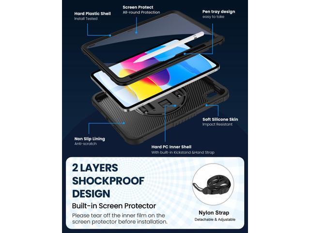 ZtotopCases for iPad (A16) 11th Generation 11 Inch 2025, iPad 10th Generation 10.9 inch 2022 with Screen Protector & 360° Rotate Hand Strap/Stand,...