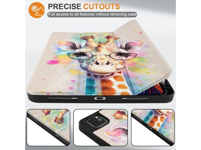 MEEgoodo Case for iPad Pro 12.9 Case M2 6th/5th/4th/3rd Generation 2022 2021 2020 2018, Protective Tablet Cover with Soft Back Shell for Kids, Giraffe