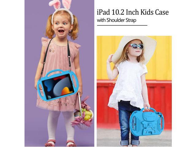 LTROP Kids Case for iPad 9th/8th/7th Generation (10.2 inch, 2021/2020/2019), iPad 10.2' Protective Case with Shoulder Strap Handle Stand for iPad...