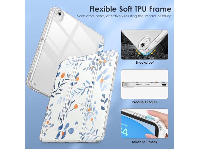 DTTO for iPad (A16) 11th/10th Generation Case (2025/2022), Clear Hard Back with Soft TPU Frame, Slim Trifold Stand Support Pencil Holder, Auto...
