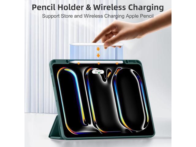 LEOMARON Compatible with iPad Pro 13 Inch Case 2024 M4 with Pencil Holder, Soft TPU Back Cover for iPad 13 Pro Case, Trifold Stand, Support Pencil...