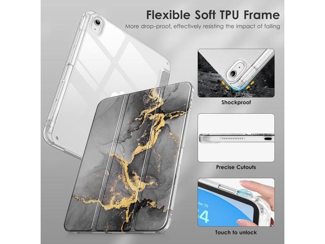 DTTO for iPad (A16) 11th/10th Generation Case (2025/2022), Clear Hard Back with Soft TPU Frame, Slim Trifold Stand Support Pencil Holder, Auto...