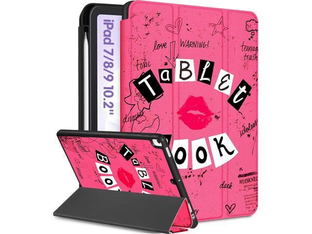 for iPad 9th/8th/7th Generation Case 10.2 Inch Girls Cute Women Folio Smart Cover with Pencil Holder Red Lips Design Funny Girly Teens Unique Cases...