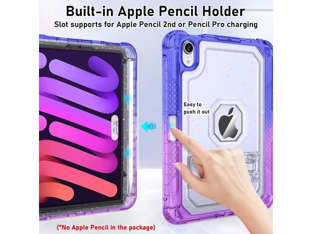 Case for iPad mini A17 Pro, for iPad mini 7th/6th Generation Case 8.3 inch 2024/2021 with Pencil Holder/Stand, Slim Cover for i Pad Mini 7/6 (Clear...