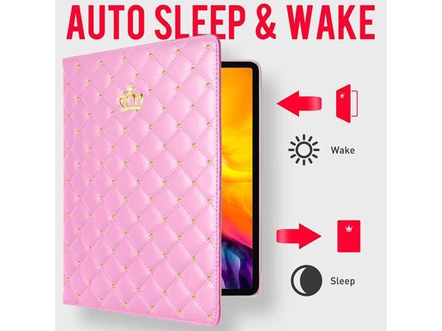 for iPad Pro 12.9 Inch Case 6th/5th/4th/3rd Generation (2022/2021/2020/2018),Crown Diamond Bling Cute PU Leather Smart Auto Sleep/Wake Stand...
