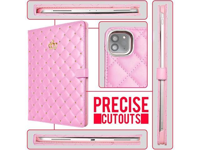 for iPad Pro 12.9 Inch Case 6th/5th/4th/3rd Generation (2022/2021/2020/2018),Crown Diamond Bling Cute PU Leather Smart Auto Sleep/Wake Stand...