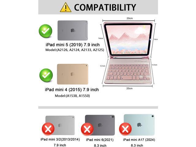 Keyboard Case for iPad mini 5 & Mini 4 7.9 inch - with Mouse and Magnetically Keyboard, Case with Pencil Holder for iPad mini 5th / 4th Generation,...