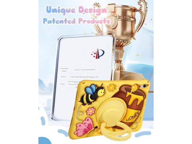 Boaretiu for iPad A16 Case/10th Generation Case - with Pencil Holder & Shoulder Strap & Rotating Stand Yellow Cute Cartoon for Girls Boys Silicone...