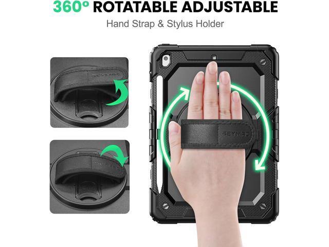 SEYMAC for iPad 9th/8th/7th Generation Case 10.2' 2021-2019, Full-Body Shockproof Heavy Duty Protective Case with Screen Protector, 360° Rotating...