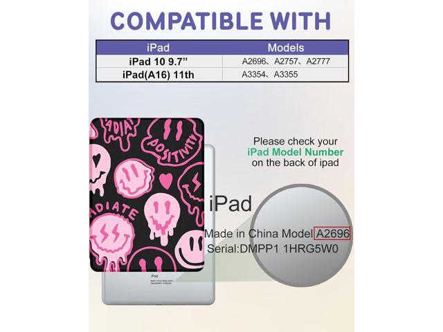 for iPad A16 Case - for iPad 10th Generation Case 10.9 Inch Women Cute Girls Girly Kawaii Teens Pretty Smile Design Fashion Aesthetic Rotating...