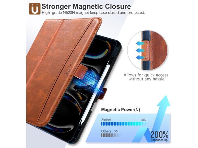Handcrafted Case for iPad Pro 11 Inch M4 2024 A2836 A2837 with Pencil Holder & Hand Strap & Pocket,Magnetic Closure,Multi Angles Stand,PU Leather...