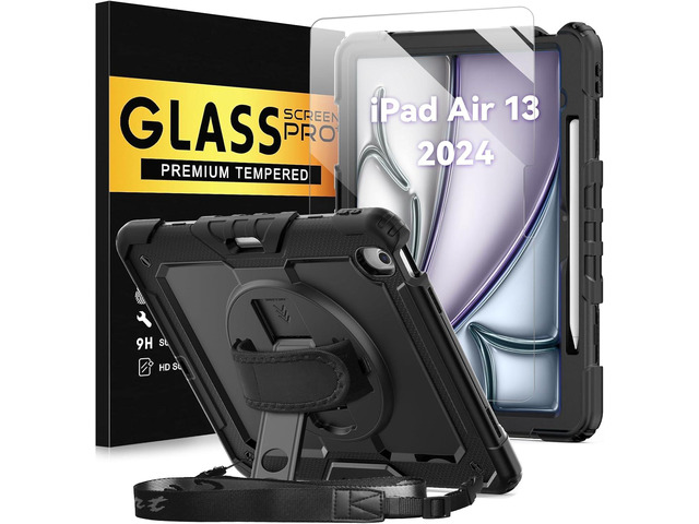 BLOSOMEET Protective Case for iPad Air 13 Inch M3 2025 & M2 2024 with Tempered Glass Screen Protector & Pencil Holder,Rugged Construction iPad Air...
