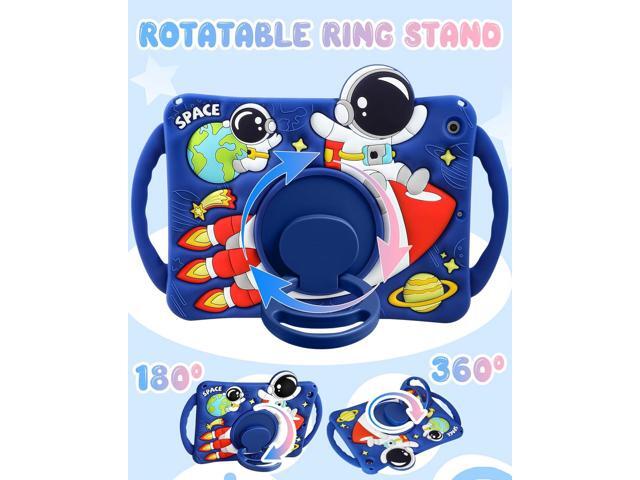 Boaretiu for iPad 9th/8th/7th Generation Case 10.2 Inch 2021/2020/2019 - Cute Boys Cartoon Soft 3D Astronaut Spaceship Silicone with Strap &...