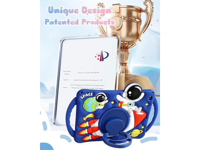 Boaretiu for iPad 9th/8th/7th Generation Case 10.2 Inch 2021/2020/2019 - Cute Boys Cartoon Soft 3D Astronaut Spaceship Silicone with Strap &...