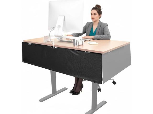 Mount-It! Under Desk Modesty Panel for Office Desks and Sit Stand Workstations [60 Inches Wide] Mesh Organizer Pockets for Cables and Wires (Black)